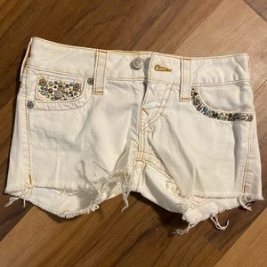 True Religion White Jean Shorts
